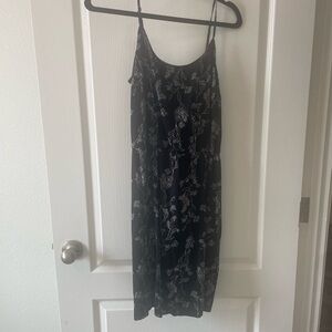 Old Navy Black Floral Spaghetti-Strap Midi Dress
